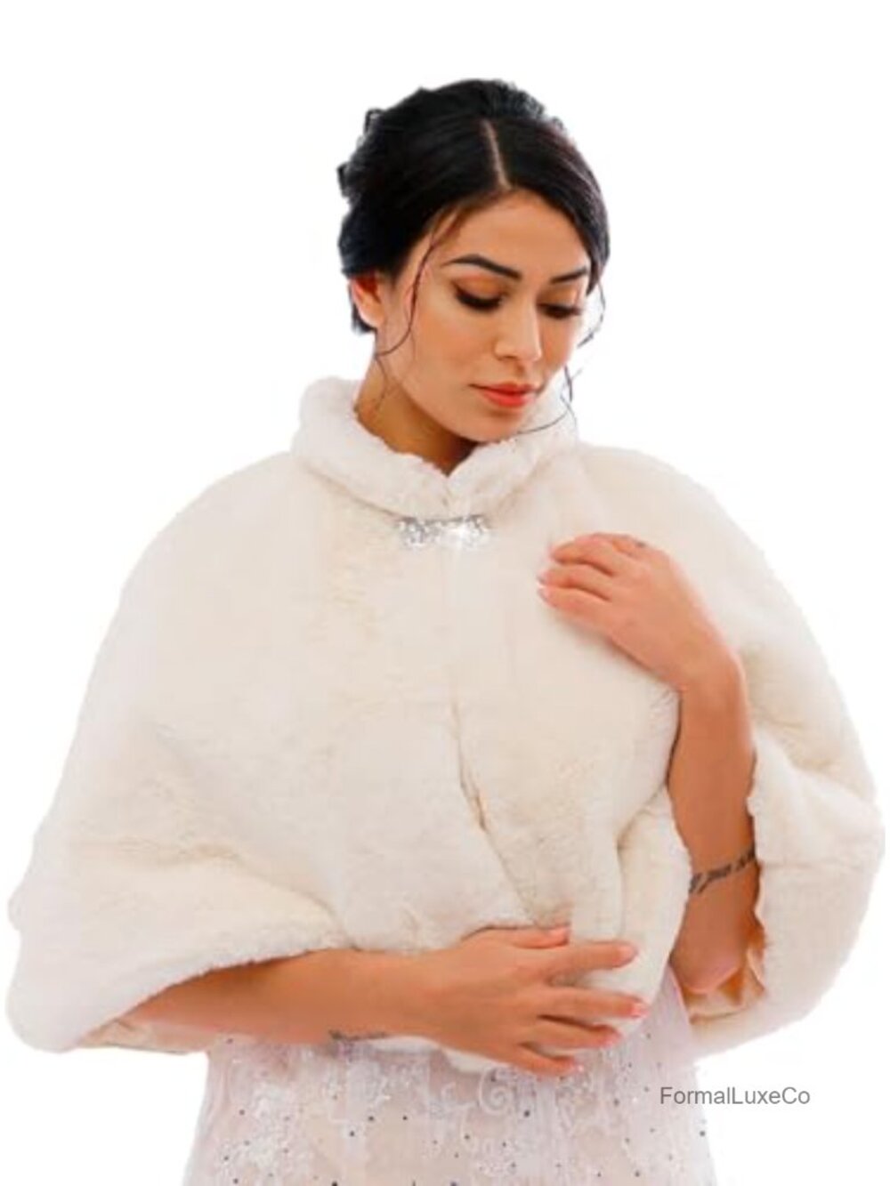 Faux Fur Shawl Wrap Bridal Wedding Cape Evening Stole